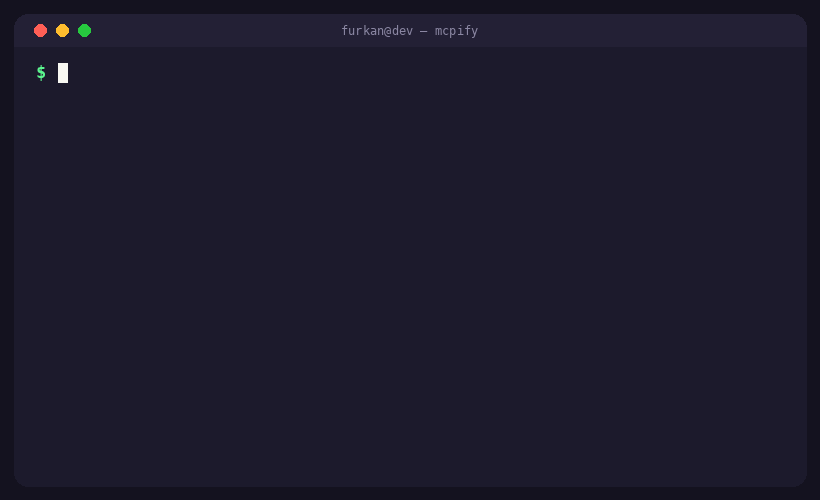 mcpify demo: listing and serving OpenAPI endpoints as MCP tools